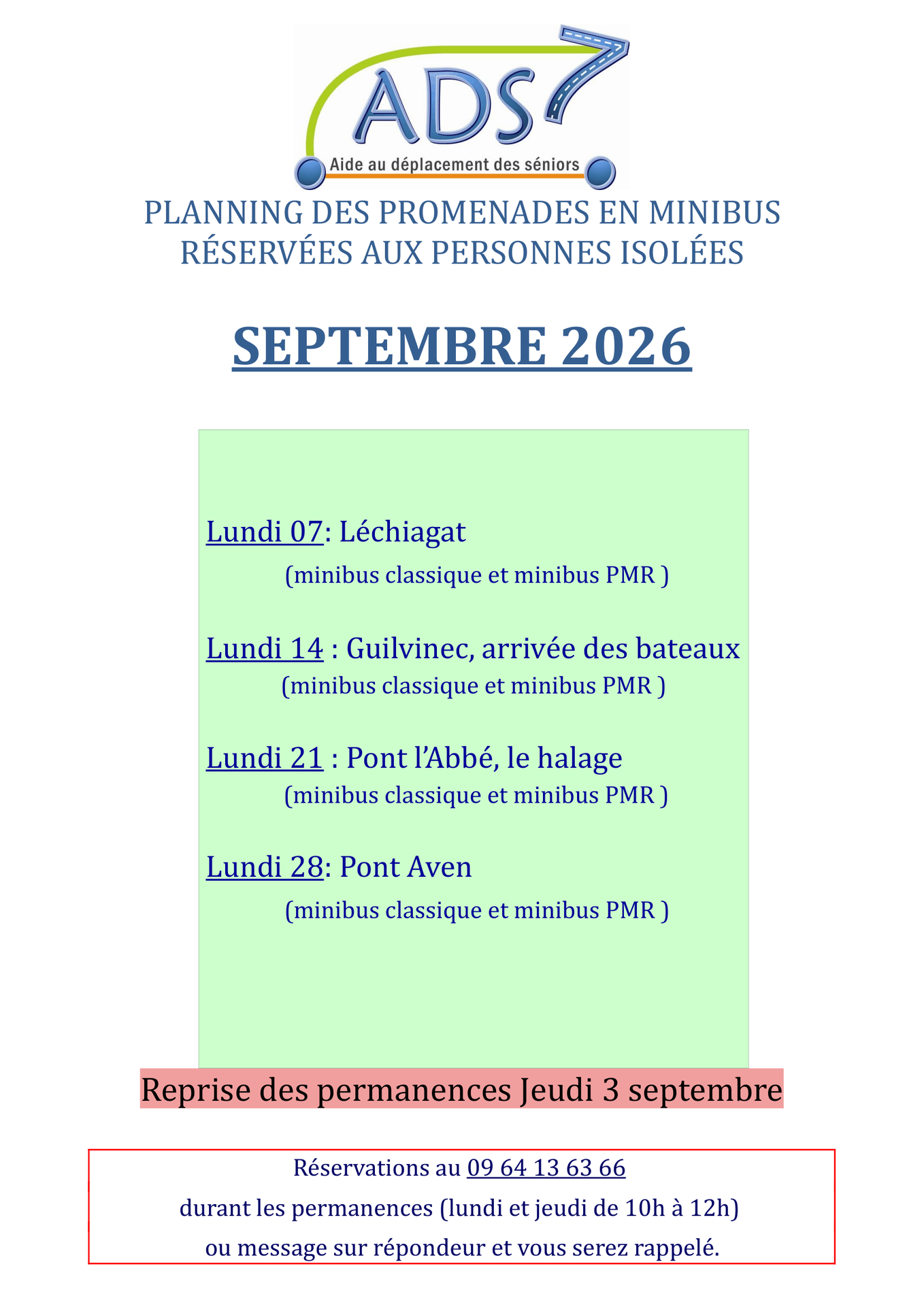 Sorties de l&rsquo;ADS7 – Septembre