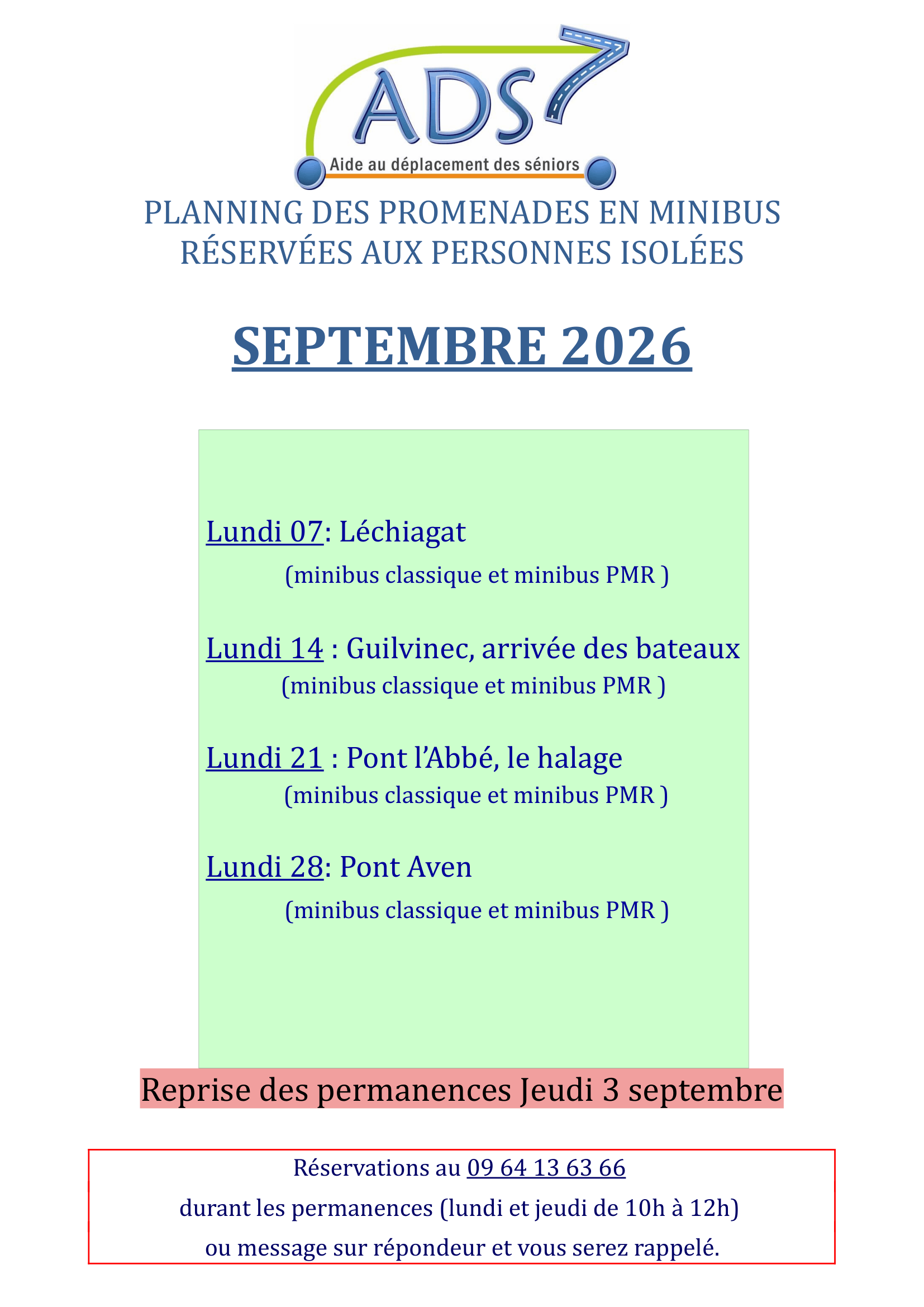 Sorties de l&rsquo;ADS7 – Septembre